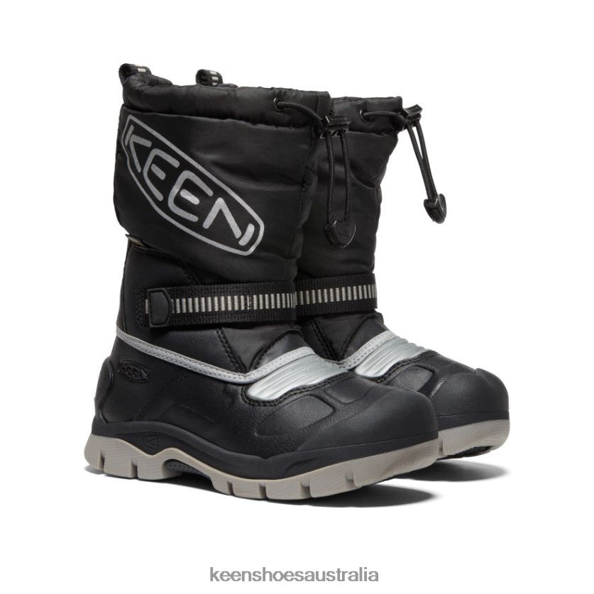 KEEN Footwear TLDLTR1007 Black/Silver Snow Troll Waterproof Boot Little Kids