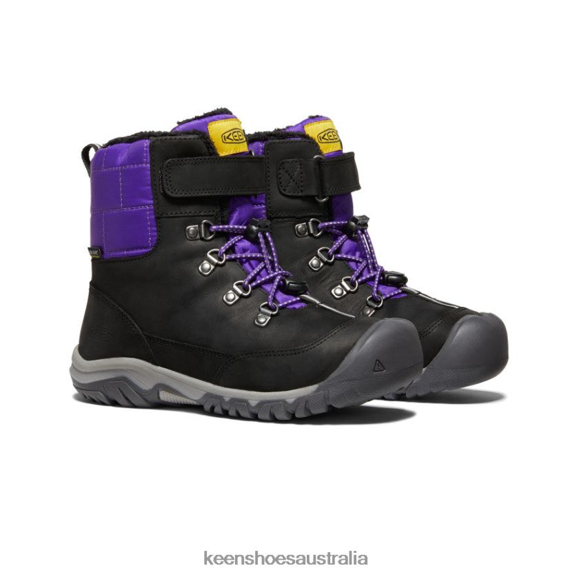 KEEN Footwear TLDLTR1014 Black/Purple Greta Waterproof Boot Big Kids