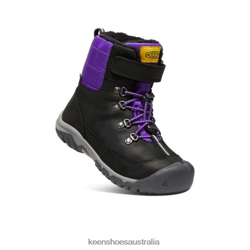 KEEN Footwear TLDLTR1014 Black/Purple Greta Waterproof Boot Big Kids