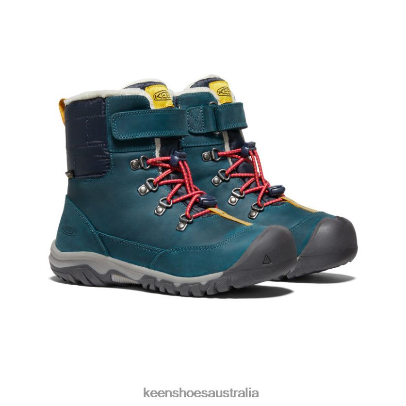 KEEN Footwear TLDLTR1015 Blue Coral/Pink Peacock Greta Waterproof Boot Big Kids