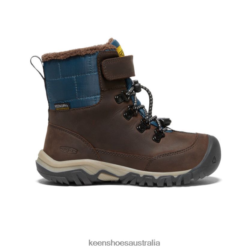 KEEN Footwear TLDLTR1016 Coffee Bean/Blue Wing Teal Greta Waterproof Boot Big Kids