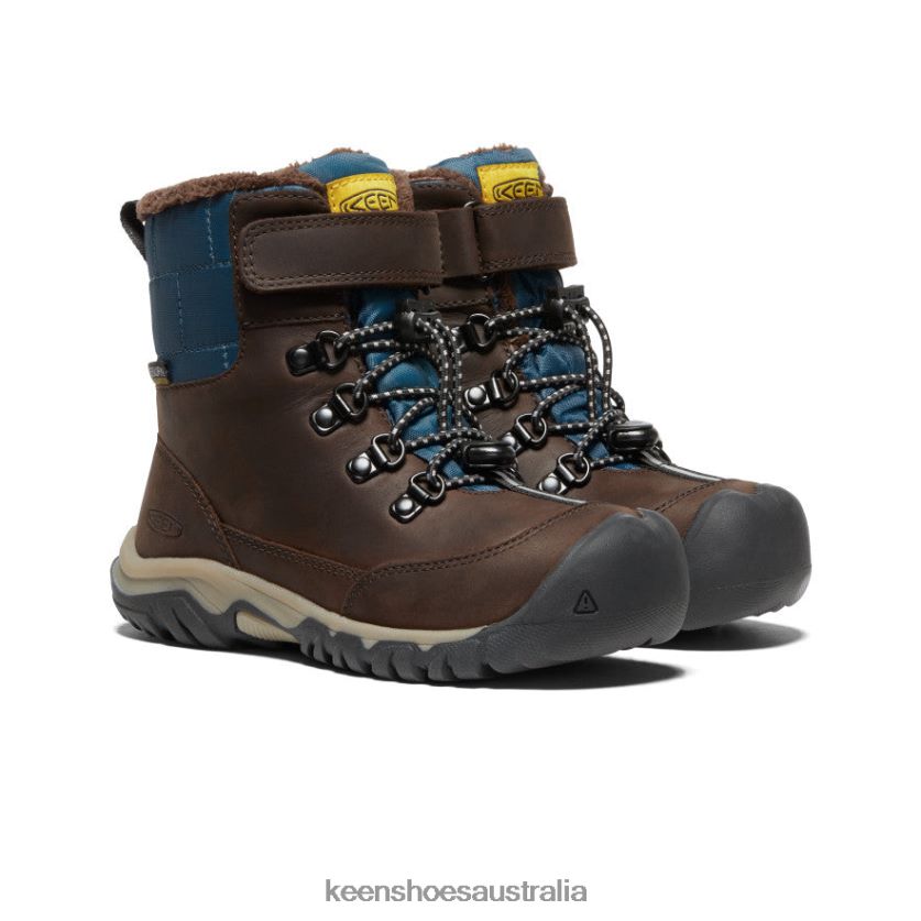 KEEN Footwear TLDLTR1016 Coffee Bean/Blue Wing Teal Greta Waterproof Boot Big Kids