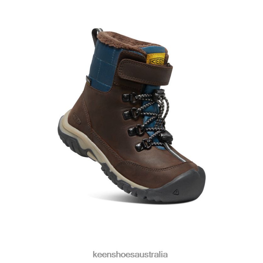 KEEN Footwear TLDLTR1016 Coffee Bean/Blue Wing Teal Greta Waterproof Boot Big Kids