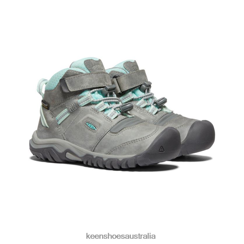 KEEN Footwear TLDLTR906 Grey/Blue Tint Ridge Flex Waterproof Boot Little Kids
