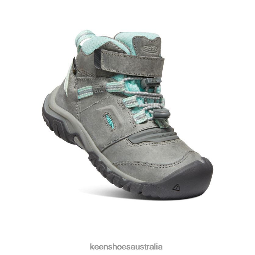 KEEN Footwear TLDLTR906 Grey/Blue Tint Ridge Flex Waterproof Boot Little Kids