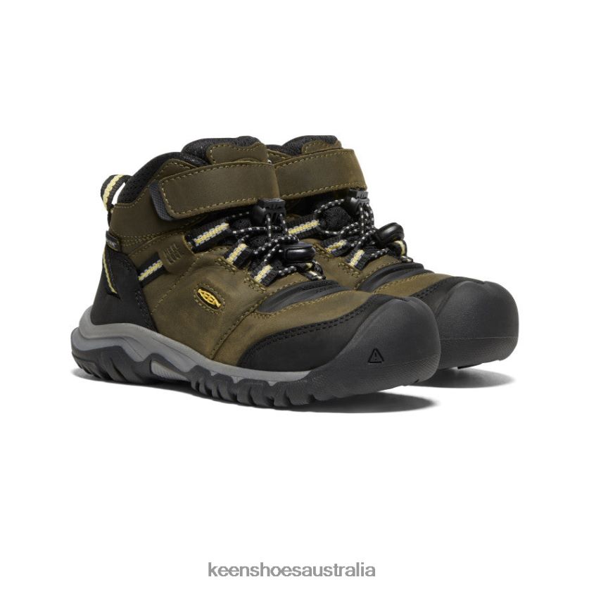 KEEN Footwear TLDLTR907 Dark Olive/Dusky Citron Ridge Flex Waterproof Boot Little Kids
