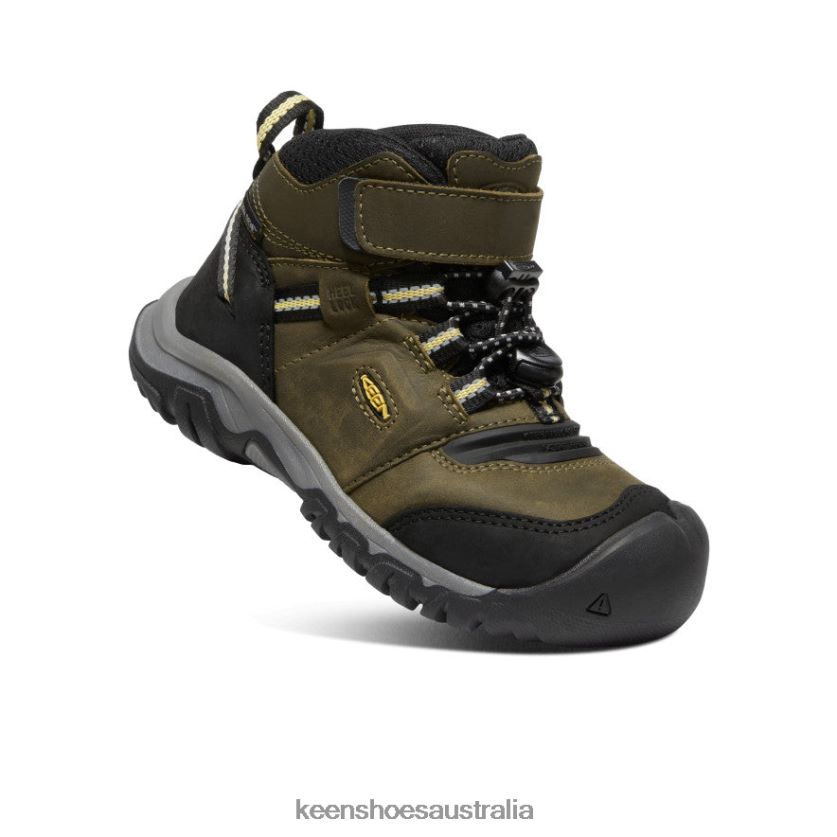 KEEN Footwear TLDLTR907 Dark Olive/Dusky Citron Ridge Flex Waterproof Boot Little Kids