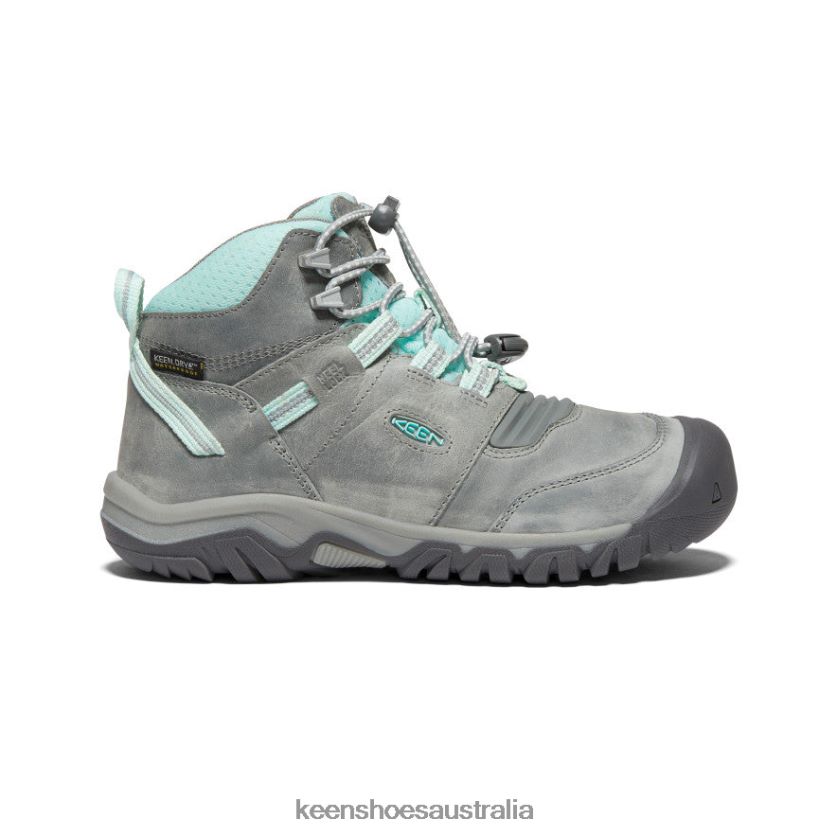 KEEN Footwear TLDLTR947 Grey/Blue Tint Ridge Flex Waterproof Boot Big Kids