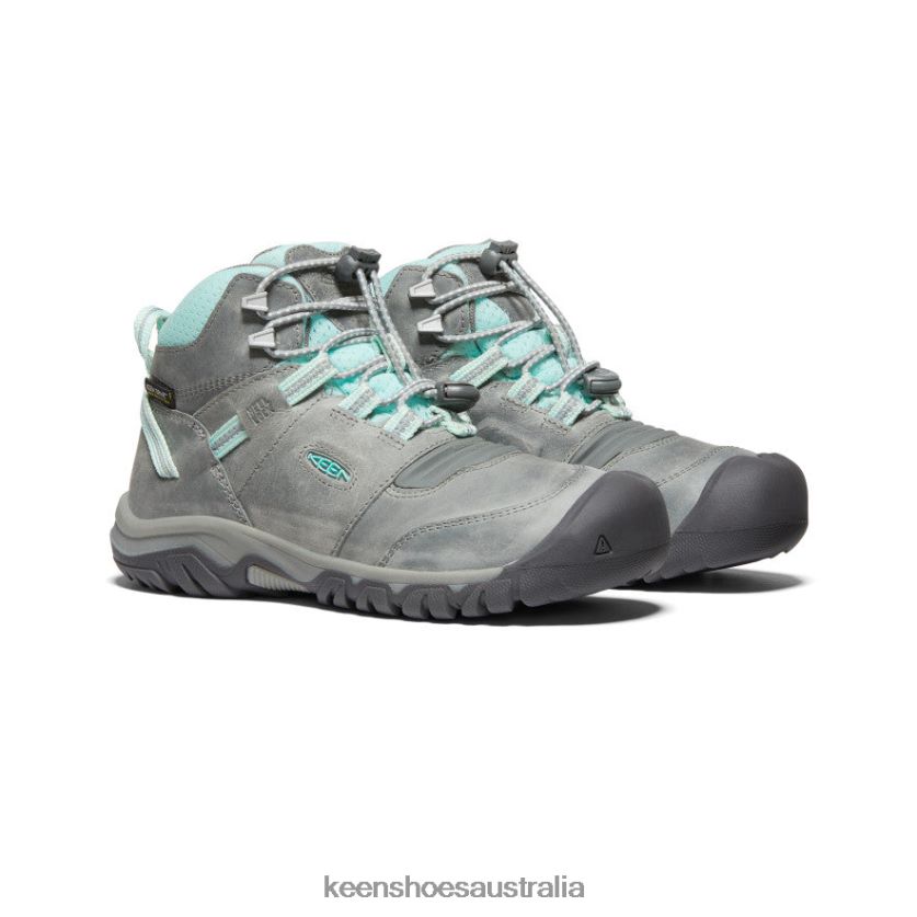 KEEN Footwear TLDLTR947 Grey/Blue Tint Ridge Flex Waterproof Boot Big Kids