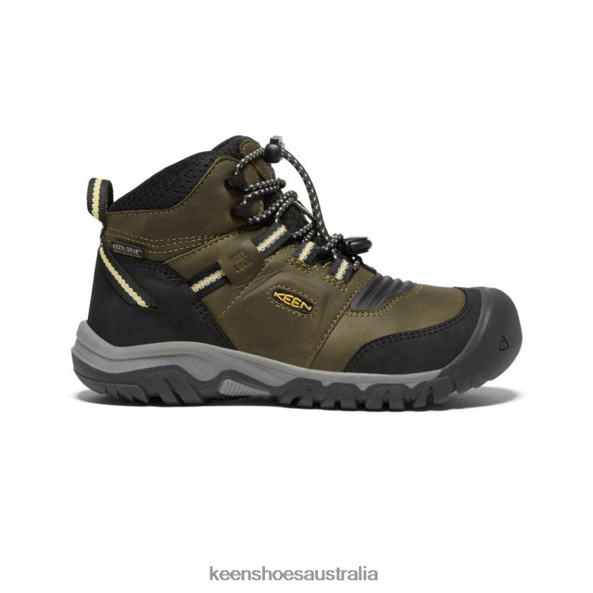 KEEN Footwear TLDLTR948 Dark Olive/Dusky Citron Ridge Flex Waterproof Boot Big Kids