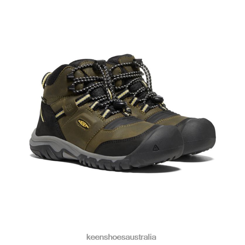 KEEN Footwear TLDLTR948 Dark Olive/Dusky Citron Ridge Flex Waterproof Boot Big Kids