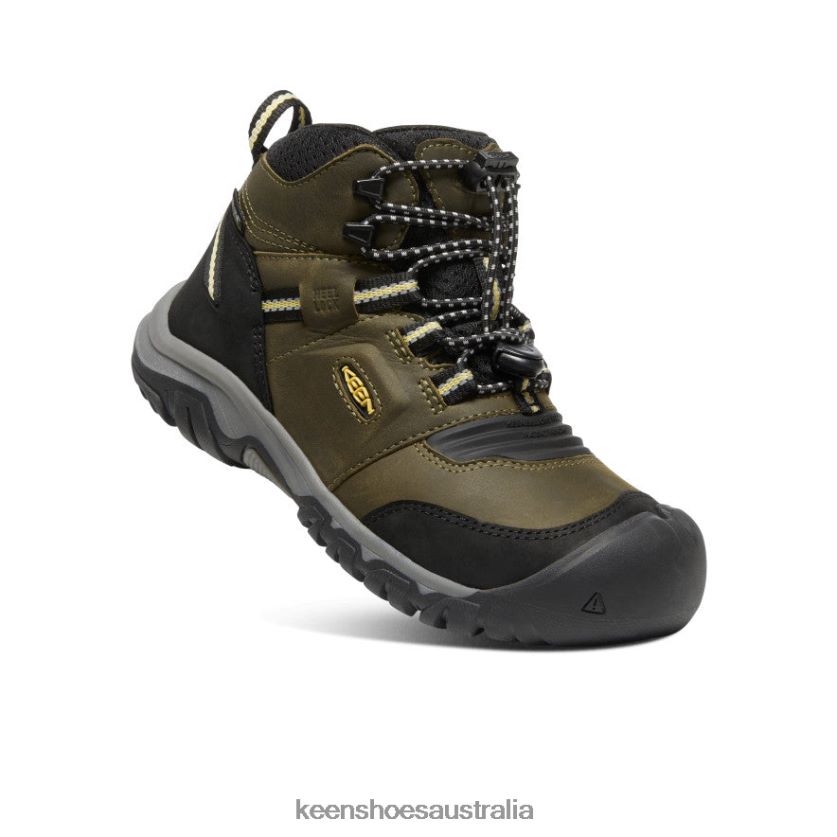 KEEN Footwear TLDLTR948 Dark Olive/Dusky Citron Ridge Flex Waterproof Boot Big Kids