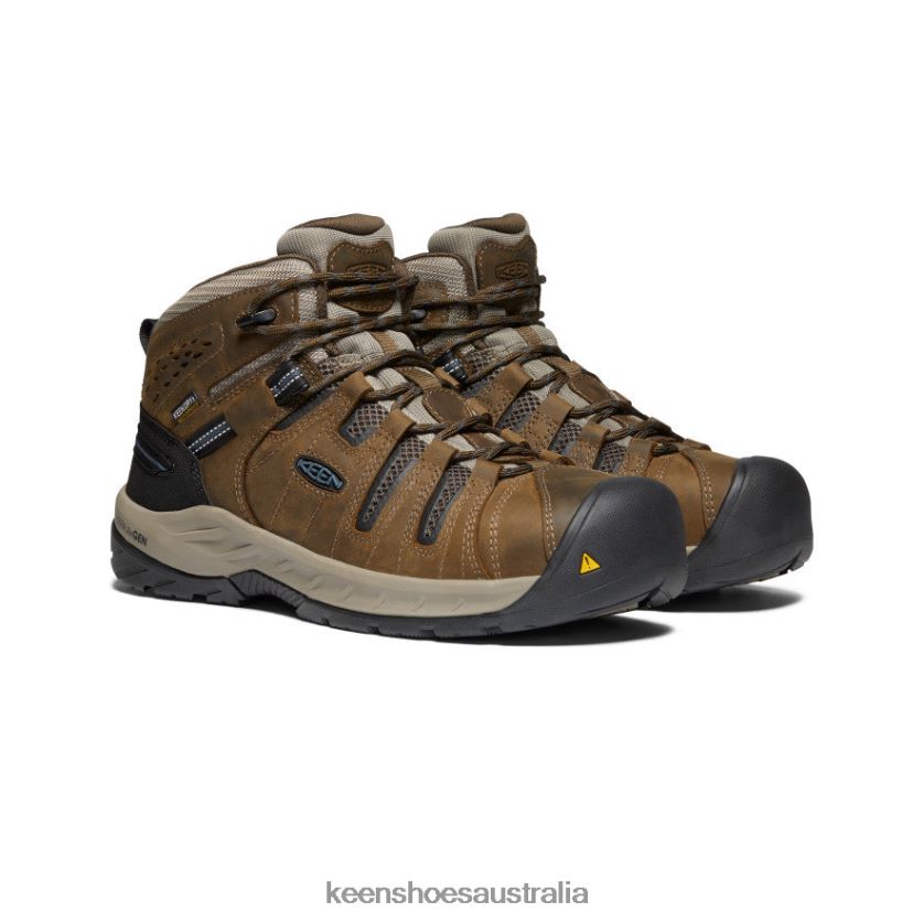KEEN Footwear TLDLTR181 Cascade Brown/Orion Blue Flint II Waterproof Boot (Steel Toe) Men