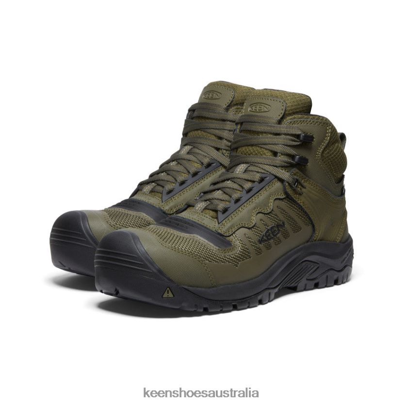 KEEN Footwear TLDLTR20 Dark Olive/Black Reno Mid KBF Waterproof (Carbon-Fiber Toe) Men