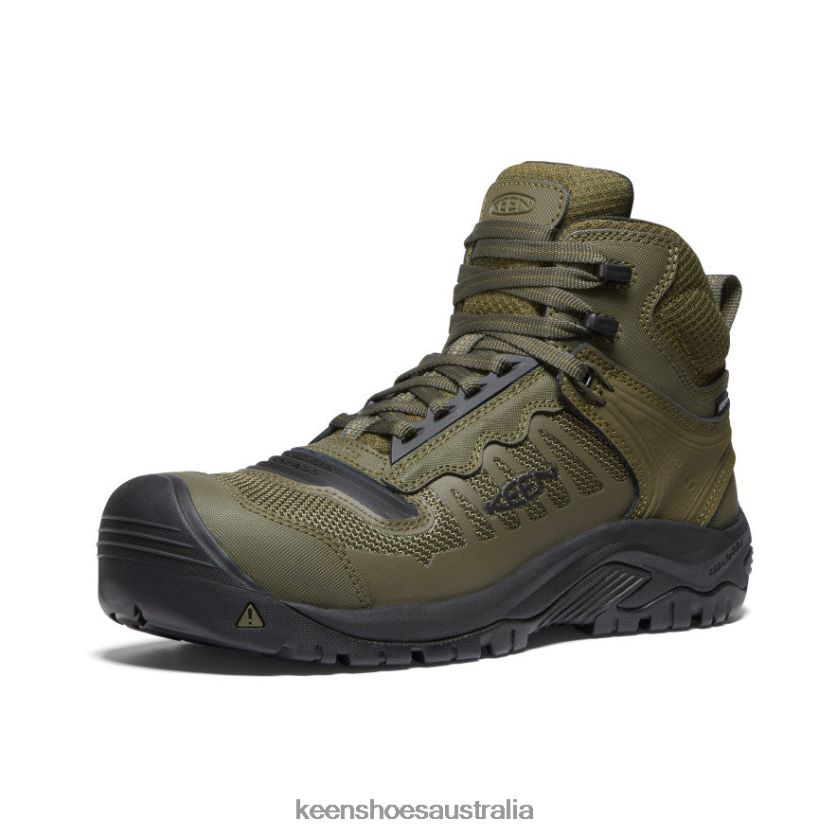 KEEN Footwear TLDLTR20 Dark Olive/Black Reno Mid KBF Waterproof (Carbon-Fiber Toe) Men