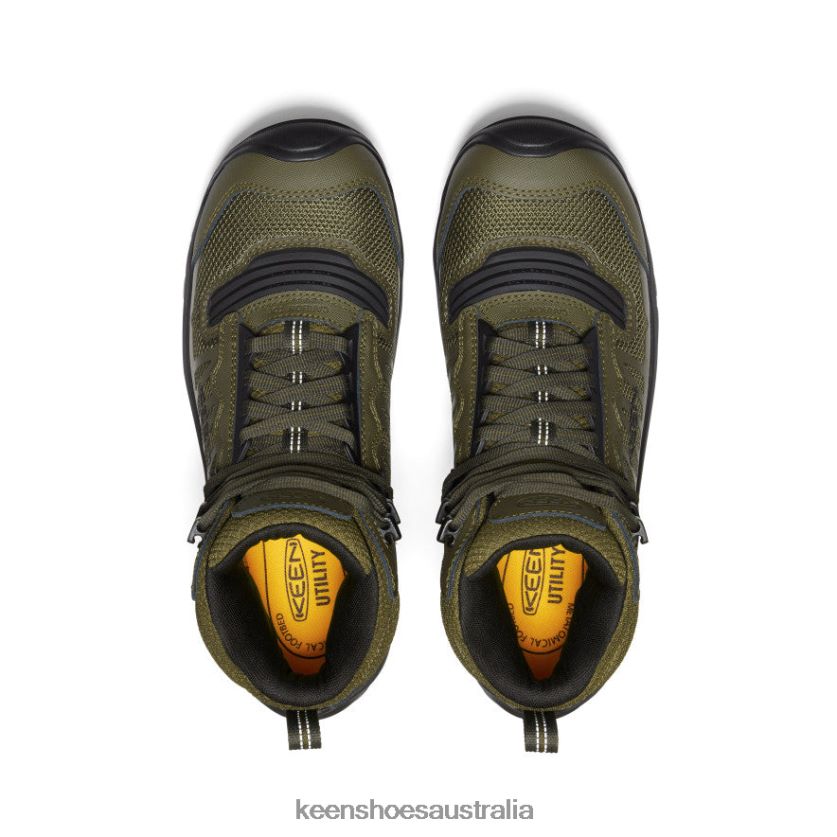 KEEN Footwear TLDLTR20 Dark Olive/Black Reno Mid KBF Waterproof (Carbon-Fiber Toe) Men