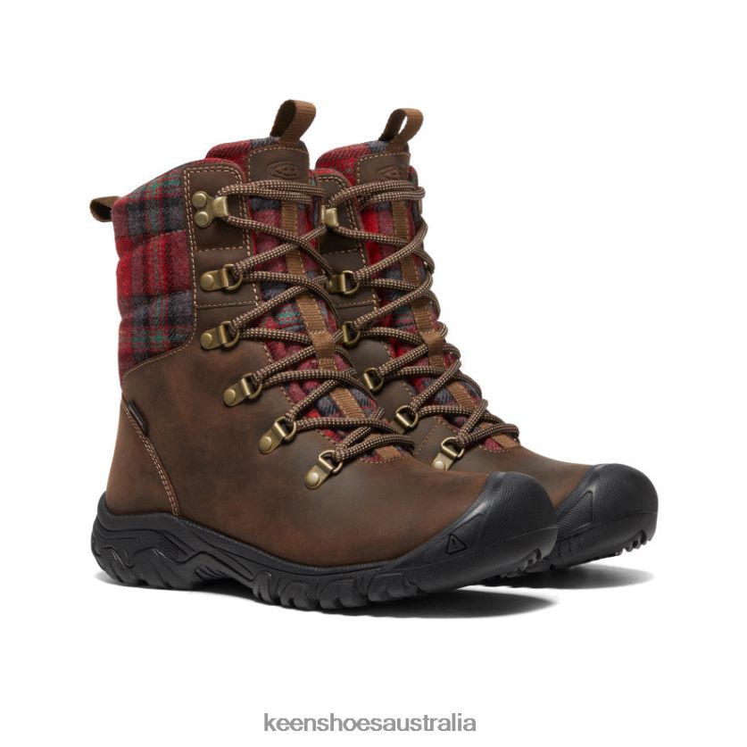 KEEN Footwear TLDLTR692 Dark Brown/Red Plaid Greta Waterproof Boot Women