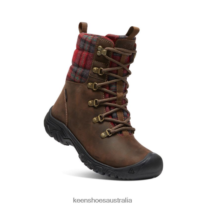 KEEN Footwear TLDLTR692 Dark Brown/Red Plaid Greta Waterproof Boot Women